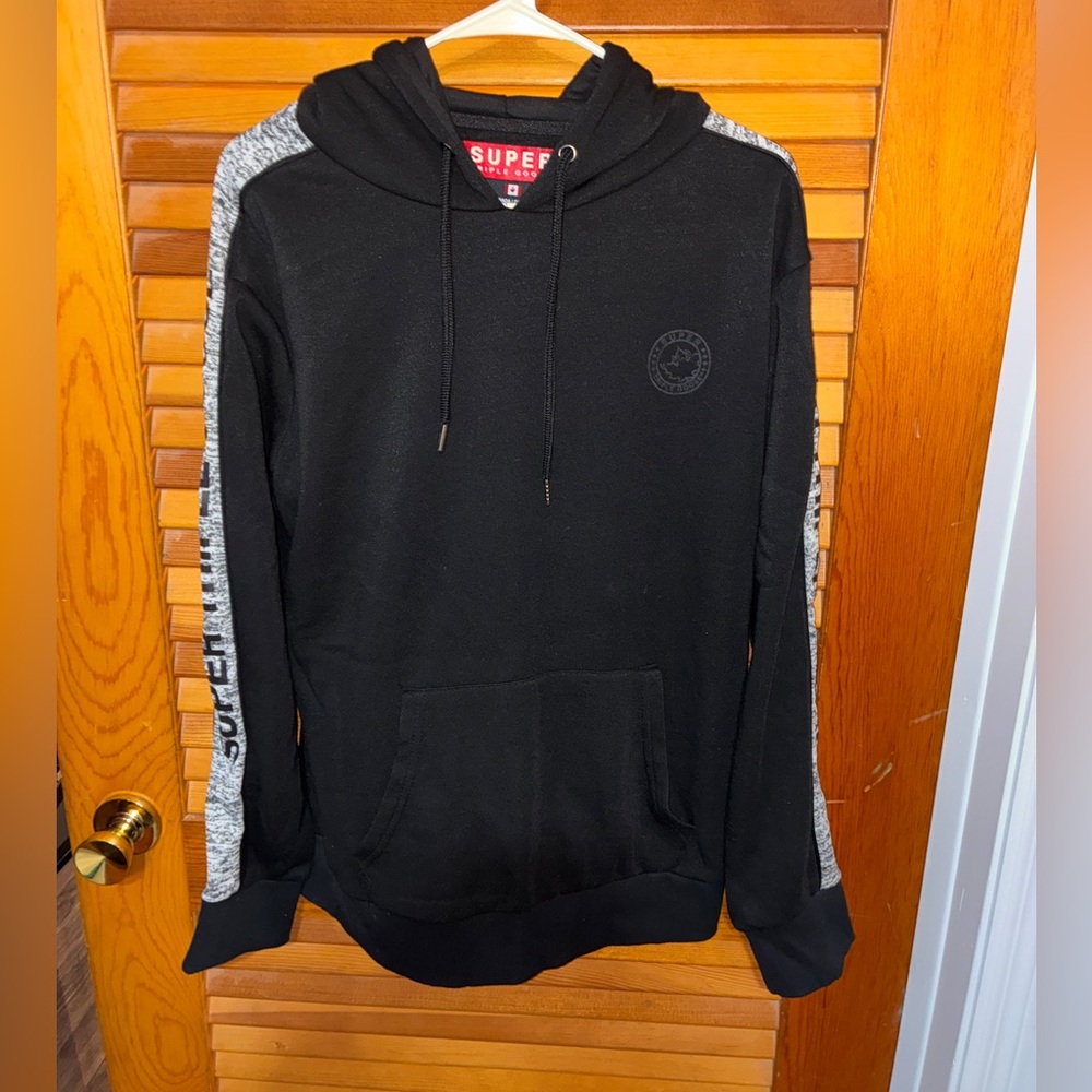 SUPER TRIPLE GOOSE Zip‑Up Hoodie – Black – Size L